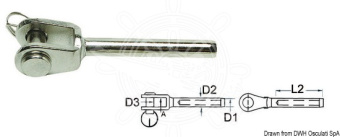 Osculati AISI 316 Stainless Steel Press-Fit Fork Terminals for 2.5–12 mm Wire Rope