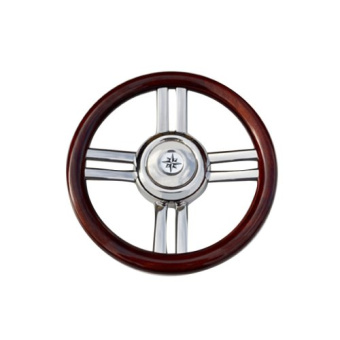 Allpa 4-Spoke Wheel 'Model 25B' Stainless Steel With Wooden Rim, Ø350mm, Depth 60mm