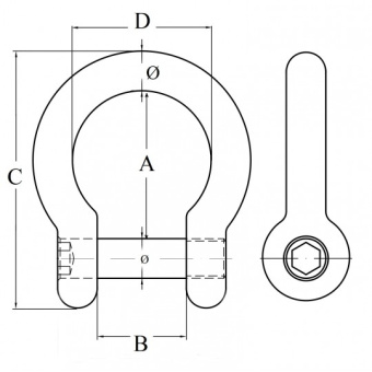 AISI 316 S.S. Flush Head Bow Shackles 6 mm