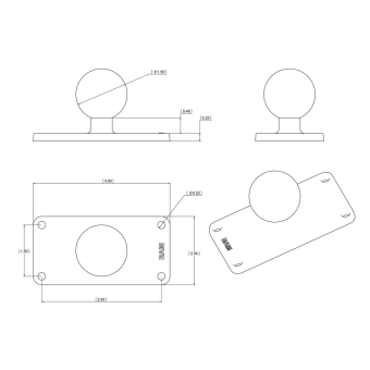 Ram Mount RAM-202U-24 - Rectangular Base Plate (Unit Mount)