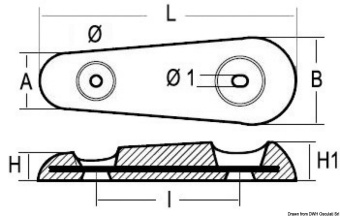 Vetus-Type Zinc Edged Anode 2400 g 250x55x21 mm - Osculati 43.902.06