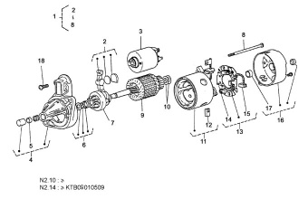 Nanni Diesel 970147325 - BRUSH,STARTER MOTOR 2.40 for N2.10/N2.14/2.50HE