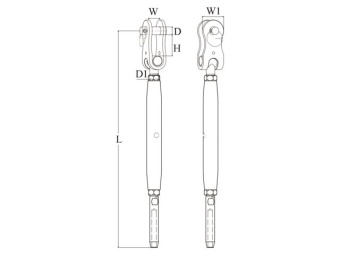 Talamex SS AISI 316 Rigging Screw With Toggle And Wire Terminal M10 Ø5 mm