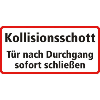 Marine Collision Bulkhead Door Safety Sticker "Tür nach Durchgang sofort schließen", German, Soft PVC, 250×120 mm