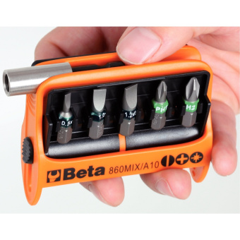 Beta 008600900 - Set Of 10 Bits With Magnetic Bit Holder In Plastic Case
