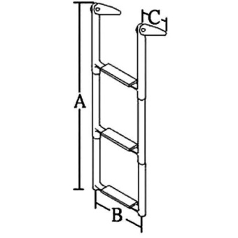 Allpa Stainless Steel Telescopic Bathing Ladder, 3 Steps Lined With Plastic, Max. Tube Ø32mm