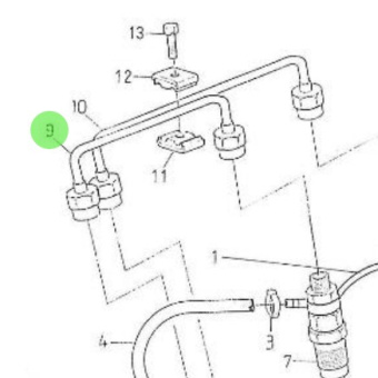 Nanni Diesel 970142110 - Fuel Line for Injection Nozzle and Pipe Assembly