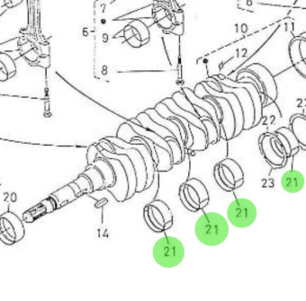 Nanni Diesel 970301973 - Crankshaft Bearing Metal No. 2 for Crankshaft and Piston Assembly