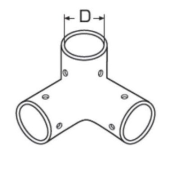 Elbow Tee Corner Connector 90° 3 Ways - A4 ø22mm (Bulk)