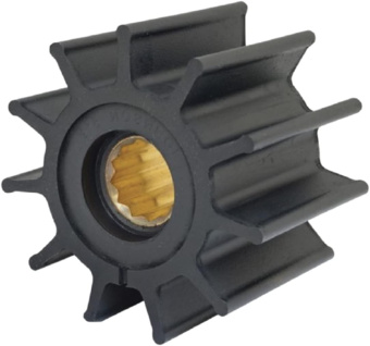 Jabsco 17938-0001-P - Neoprene Impeller, Drive Type 7, 12 Blade, 3-3/4 Diameter, 3-3/4 Width, 1 Shaft, Brass Insert