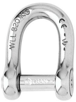 Wichard 1303 - Self-locking Allen Head Pin D-Shackle Stainless Steel 6 mm