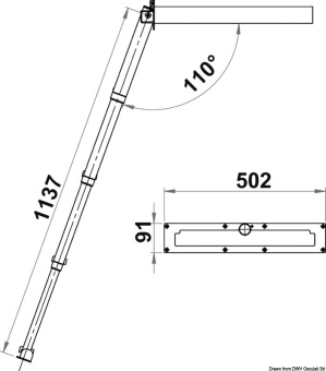 Osculati 49.550.04 - TOP LINE Hidden Telescopic Removable Ladder 4 Teak Steps