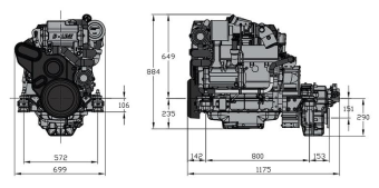 Vetus VD4120---B - Engine Deutz 4 cyl 120hp 12V/160A/2P without Gearbox