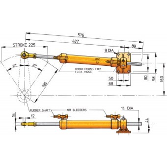 Vetus MTC72 Hydraulic Steering Cylinder 72 kgm