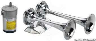 Osculati 21.443.24 - Chromed Trumpet With 2 Horns 24 V