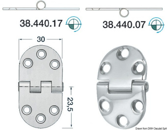 Osculati 38.440.07 - Hinge with Reversed Pin 2mm 47x30 mm