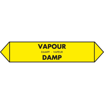 Marine Vapour Pipe Identification Sticker, English, German, French & Dutch, Soft PVC