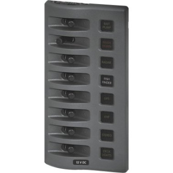 Blue Sea Weatherdeck IP67 12V Panel - 8 Grey Switches