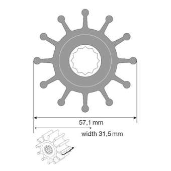 Johnson Pump 09-1027B-10 - 1/64" Impeller For F5 Pump, MC97/EPDM