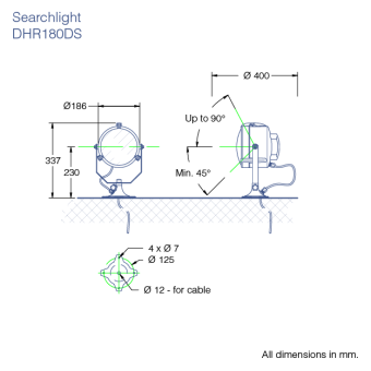 DHR 180DS-LED - Searchlight 180DS Led IP56 2500 Lm