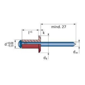 Open Blind Rivet Alu/Steel Flat Head 4.8 x 12  mm