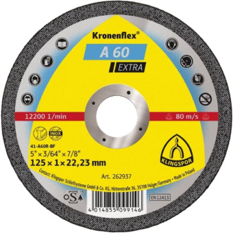 Klingspor Slitting Disc (A 60 Extra) 125 X 1 X 22,23mm (25 pcs)