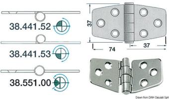 Osculati 38.551.00 - Hinge with central pin 74x37 mm