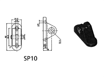 Uflex 64325S - Black Gas Spring Bracket Zinc Plated Steel Stud SP-10