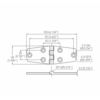 Marine Town Hexagonal Hinge AISI 316