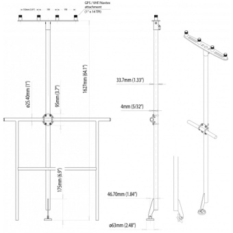 Scanstrut TP-01 T-Mast Pole Mount for 4 GPS, VHF & Navtex Antennas (1" x 14)