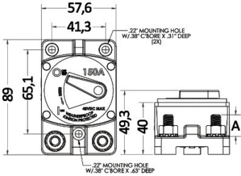 Osculati 02.711.41 - Watertight Surface Mount Circuit Breaker 200 A