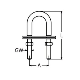 Euromarine Double Plate U Bolt A4 M10 - 100mm