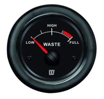 Vetus WASTB - Waste Water Level Gauge, Black, 12/24V, Cut-out Size Ø 52 mm (excl. Sensor)