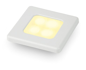 Hella Marine 2XT 980 581-751 - Warm White LED Square Courtesy Lamp, 24V DC, White Plastic Rim