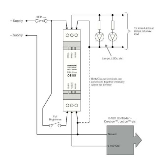 Dimmer PWM 10-30V 1 X 5A 0-10V Dinrail
