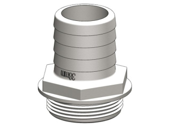 TruDesign Aquavalve White Straight Hose Tail Fittings 1 1/2" BSP