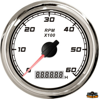 Trem L3274402 - White Tachometer with Hour Meter Inner Diameter 85 mm 0-4000 RPM Diesel