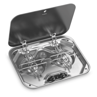 Dometic PI8022 Two-burner Gas Hob With Glass Lid, 480 X 370 mm