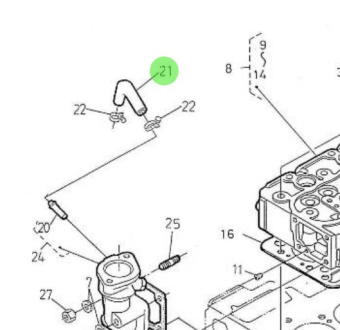 Nanni Diesel 970302120 - Water Return Pipe 2 for Cylinder Head