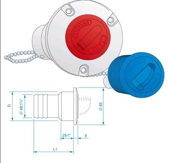 Roca 422551 - Deck Filler Aluminum Fuel 50mm