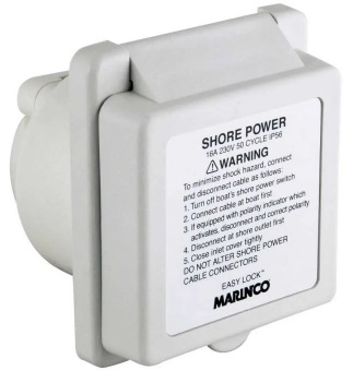 Marinco 301EL-BXPK - Inlet Square White With Label 16A 230V