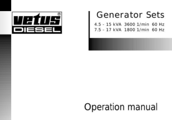 Vetus STM0154 - Instruction Manual for Generator Sets 60 Hz, English