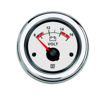 Vetus VLT12W - Voltmeter, White, 12V (10-16 V), Cut-out Size Ø 52 mm