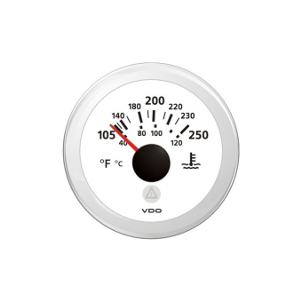 VDO A2C59514241 - Coolant Temperature Gauge 105°-250°F / 40°-120°C White ViewLine 52 mm