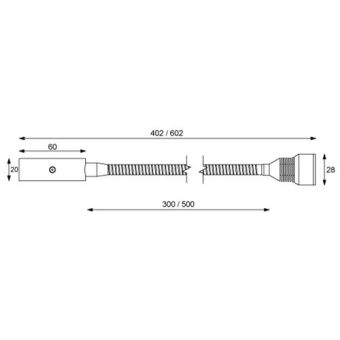 Prebit LED Flexlamp 01-1 300mm With USB-C Glossy Chrome Warm White 11-30V 3W 25° Integrated Dimmer