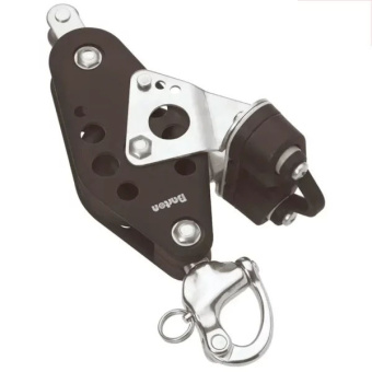 Barton N16641 – Fiddle Block Snap Shackle with Becket and Cam Size 6 64mm, Ball Bearing, Ø44/72mm Sheaves, Max Rope 14mm