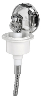 Osculati Classic Evo Chromed Door Flat Mounting Boat Shower with Mizar Chromed Brass Push-Button Shower Head Ø95 mm with Net PVC Hose 2,5 meter - 15.250.06