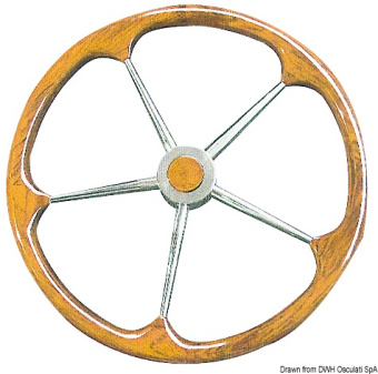Osculati 45.167.03 - SS Steering Wheel With Teak External Rim 500 mm