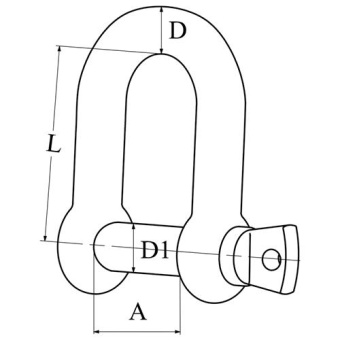 Hollex D-Shackle Forged 6mm With Threaded Eye Bolt Stainless Steel 316