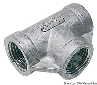Osculati AISI 316 Stainless Steel Female/Female/Female Tee Fitting, 3/8" to 2"